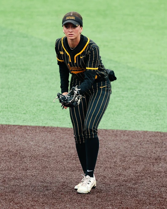 Kiara Sipe playing second base at Bob Pearl Softball Field. With gameday information about this weekend series. 
