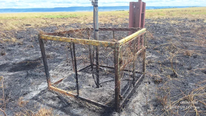 our crispy weather station from a controlled burn