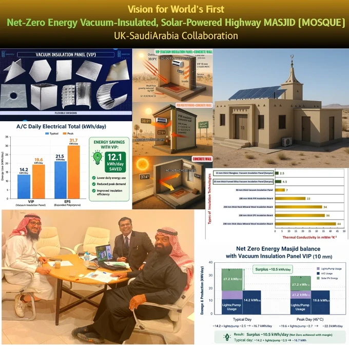 Vision for a Net-Zero Energy Highway Masjid
🔹 A future vision discussed during UK–Saudi Arabia meetings
🔹 200 mosques construction vision in focus
🔹 #VIP discussed for whole-life value and stronger energy performance
During my UK–Saudi Arabia discussions, I shared a vision for a net-zero energy, vacuum-insulated, solar-powered highway masjid.
One of the biggest practical challenges in the meetings was making sure the stakeholders properly understood the energy-saving value case and the whole-life benefit of Vacuum Insulation Panels compared with conventional insulation boards. That was the key point of the discussion.
For me, this kind of concept matters because it brings together sustainable mosque design, solar energy, and advanced insulation in a way that could support future collaboration across Saudi Arabia and the wider Middle East.
Relevant link:
https://sanyoulondon.com/department-of-products-and-sales/vip
@sanyoulondonuk
#SaudiArabia #Riyadh #UKSaudi #Vision2030 #SaudiGreen