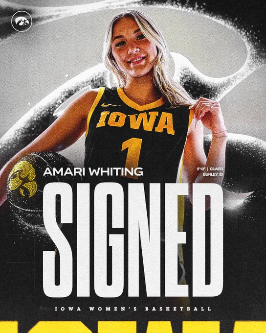 Graphic of Amari Whiting signing with Iowa Women’s Basketball.