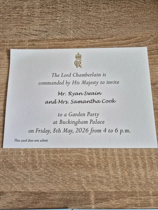 Proud to share Ryan has been invited to the Royal Garden Party at Buckingham Palace, hosted by King Charles III 🇬🇧

A huge honour recognising years of voluntary work supporting young people, families and communities across the UK.

Grateful. Honoured.

#RoyalGardenParty #CommunityImpact