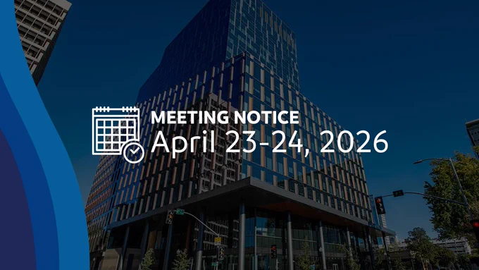 Graphic that reads "April 23-24, 2026 Meeting Notice"