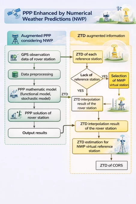 Figure 1. Flow chart of regional augmented PPP algorithm considering NWP.
