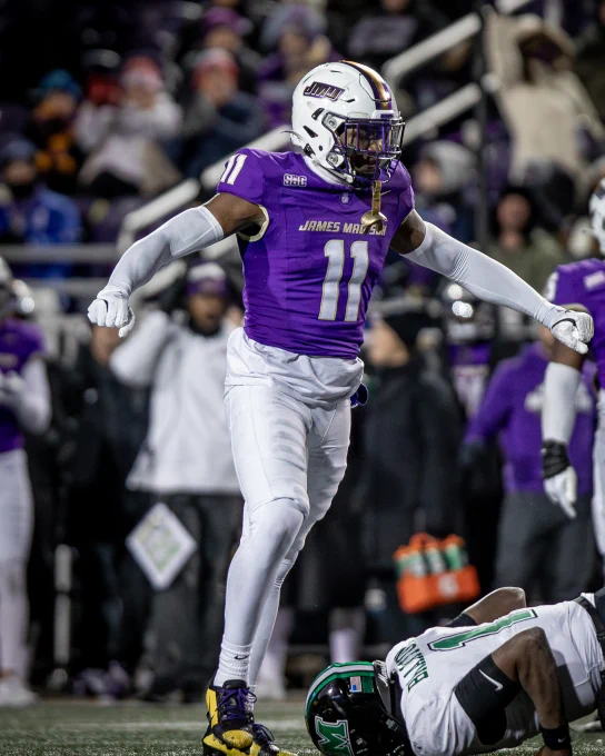 Khairi Manns celebrates a sack versus Marshall during the 2024 season.