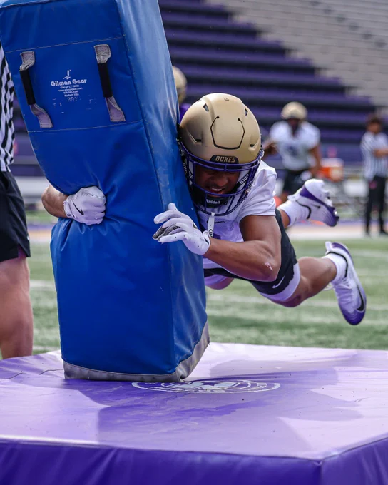 Jayden Studio during a drill on Thursday at Bridgeforth Stadium