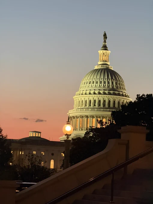 Capitol dome at sunset
