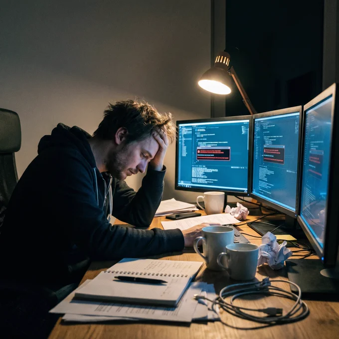 a man struggling with workflow automation