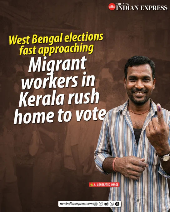 This election season has been fuelling increased voter interest across the country. On Friday night, a “special bus service” will embark on a three-day journey spanning nearly 2,500km — transporting migrant labourers from Kozhikode and Perumbavoor to Domkal, in poll-bound West Bengal.
