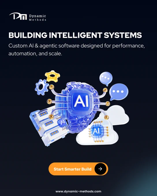 𝐓𝐡𝐞 𝐧𝐞𝐱𝐭 𝐰𝐚𝐯𝐞 𝐨𝐟 𝐠𝐫𝐨𝐰𝐭𝐡 𝐰𝐢𝐥𝐥 𝐧𝐨𝐭 𝐜𝐨𝐦𝐞 𝐟𝐫𝐨𝐦 𝐰𝐨𝐫𝐤𝐢𝐧𝐠 𝐡𝐚𝐫𝐝𝐞𝐫 𝐰𝐢𝐭𝐡 𝐨𝐥𝐝 𝐬𝐲𝐬𝐭𝐞𝐦𝐬.
It will come from building 𝗶𝗻𝘁𝗲𝗹𝗹𝗶𝗴𝗲𝗻𝘁 𝘀𝘆𝘀𝘁𝗲𝗺𝘀 that help teams move faster, automate smarter, and scale with confidence.
That is why we focus on custom AI and agentic software designed for performance, automation, and long-term business value. Because the real advantage is not just having AI. 
It is using AI to reduce friction, improve decisions, and create measurable outcomes across the business.
At Dynamic Method Solution, we help organizations build smarter digital foundations that support growth today and remain ready for what comes next.
If your business is ready to move from manual effort to intelligent execution, let’s build it right.
👉 𝐕𝐢𝐬𝐢𝐭 𝐨𝐮𝐫 𝐰𝐞𝐛𝐬𝐢𝐭𝐞 𝐭𝐨 𝐥𝐞𝐚𝐫𝐧 𝐦𝐨𝐫𝐞: https://dynamic-methods.com/
#AI #AgenticAI #DigitalTransformation #CustomSoftware #AIAutomation #BusinessGrowth #PurposeDriven #Velo