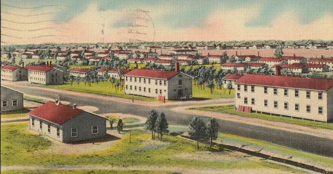 Pictured: Camp Gordon, GHS 1361-PC-03-0047; Camp Benning, GHS 1361-PH-43-71-24; Camp Hancock, GHS 1361-PC-03-0043. 