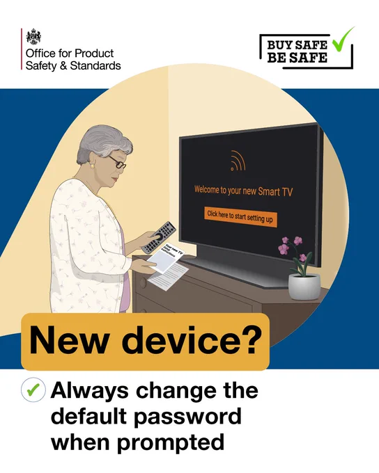 Image of older woman changing password on new TV.