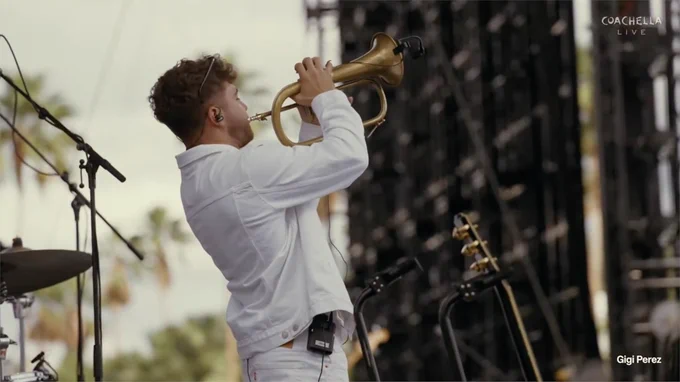 Nick Anthony performs onstage at Coachella.