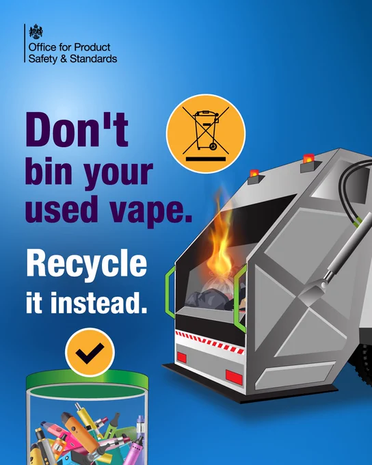 Image from vape campaign - don't bin your used vape recycle it instead.