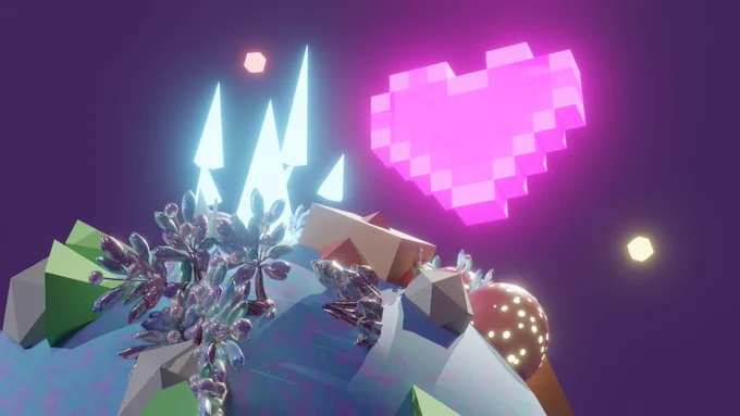 new planet with glowing assets