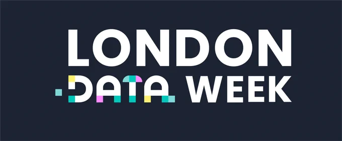 Graphic of London Data Week text with DATA in blue, pink and yellow.