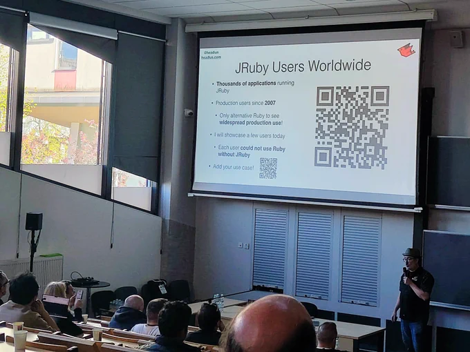 talk slide titled "jruby users worldwide"