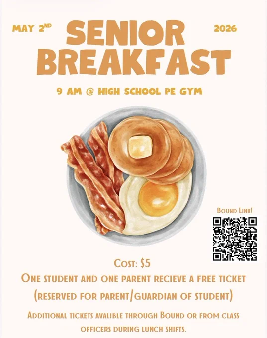 Reminder that today is the last day to order for Senior Breakfast through Bound.
