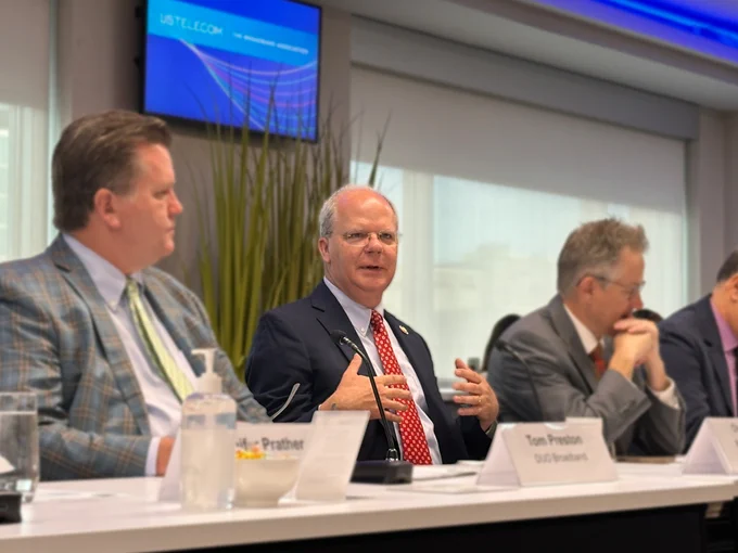 Image of House Committee on Energy and Commerce Chairman Brett Gutherie speaking during USTelecom's Board of Directors Meeting.