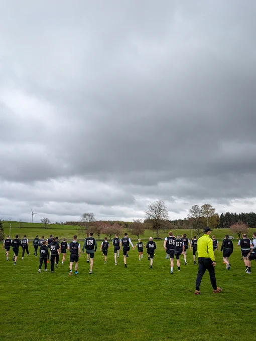 Police officers running on the playing fields at the Scottish Police College, Tulliallan.
