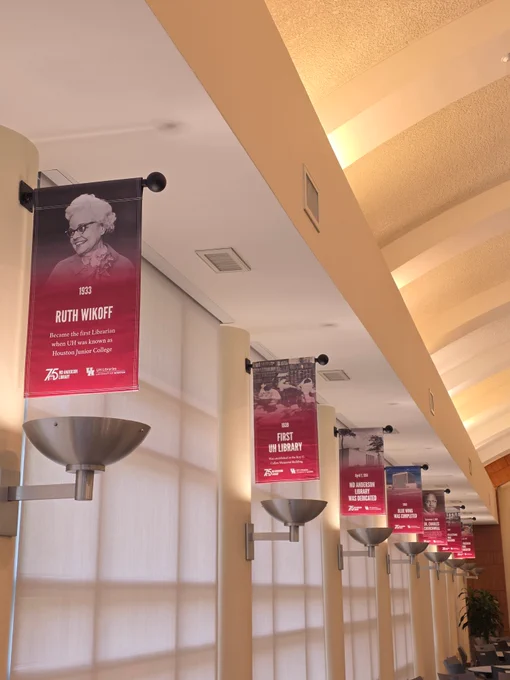 md anderson library milestone banners with various historical imagery