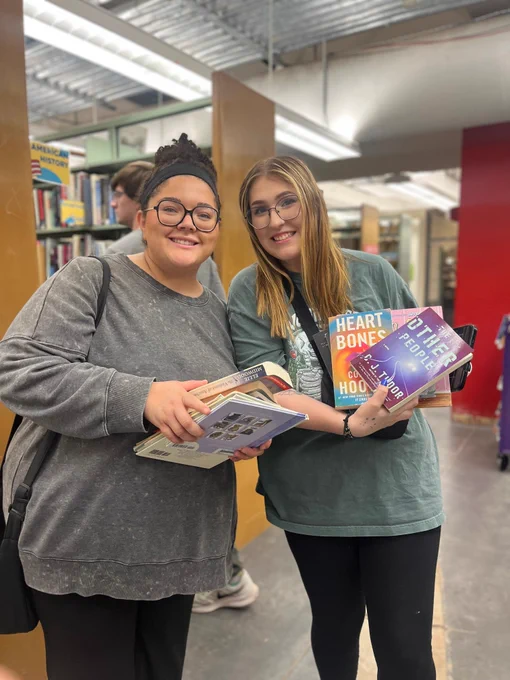 UCO Students with books they purchased from the March Book Sale.