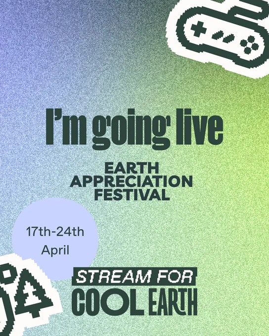 I’m going live. Earth appreciation festival. Stream for cool earth on a green and blue background.