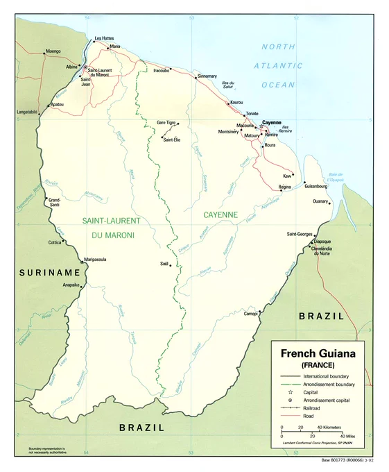 Political map of French Guiana from the Perry-Castañeda Library Map Collection