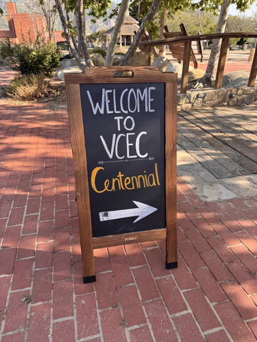 Ventura College East Campus held a Centennial celebration at the Agriculture Museum of Ventura County in Santa Paula. 

Sign : welcome to VCEC centennial