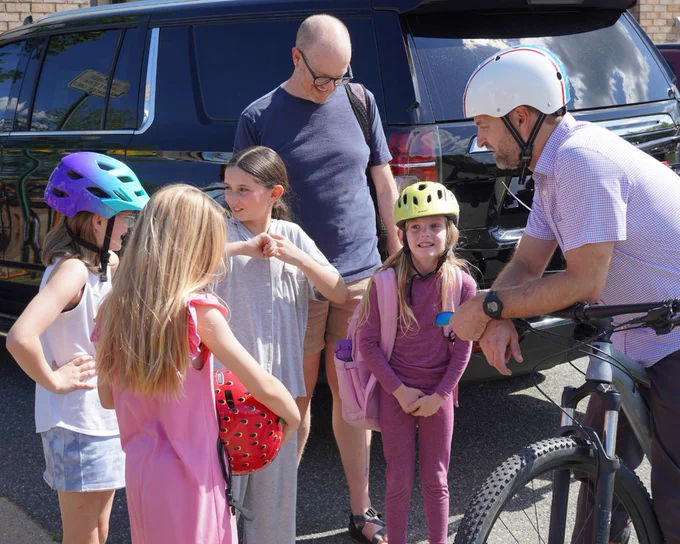 Students waiting to leave for Bike Bus