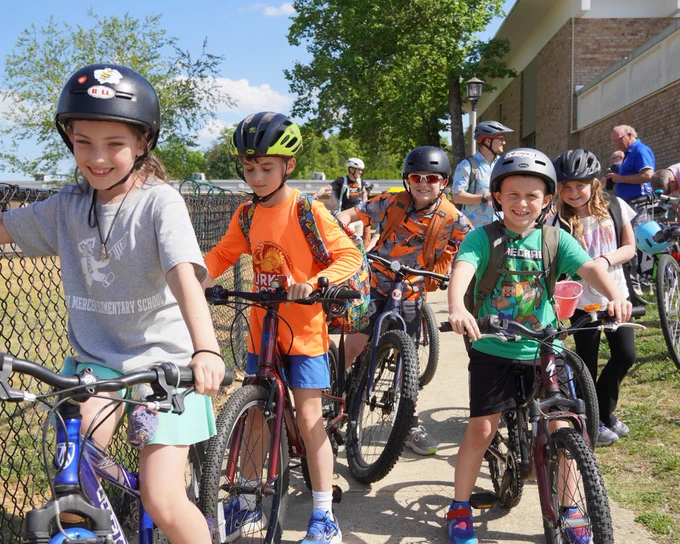 Students on bikes