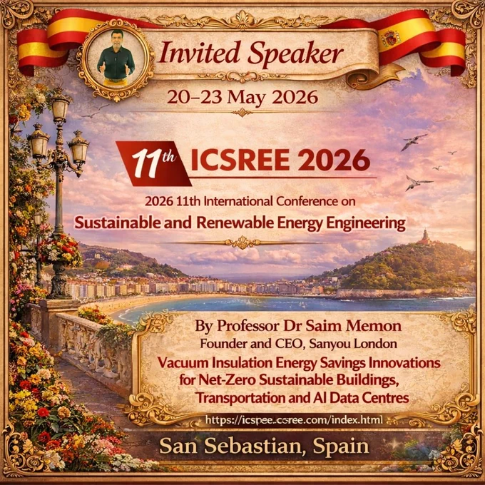 Professor Dr Saim Memon Invited Speaker at the 11th International Conference on Sustainable and Renewable Energy Engineering, ICSREE 2026, taking place in San Sebastian, Spain