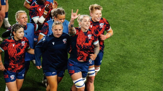 USA rugby running during warmups