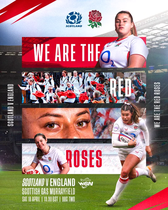 Scotland vs England. Scottish Gas Murrayfield, Sat 18 April, 13:30 BST, BBC Two