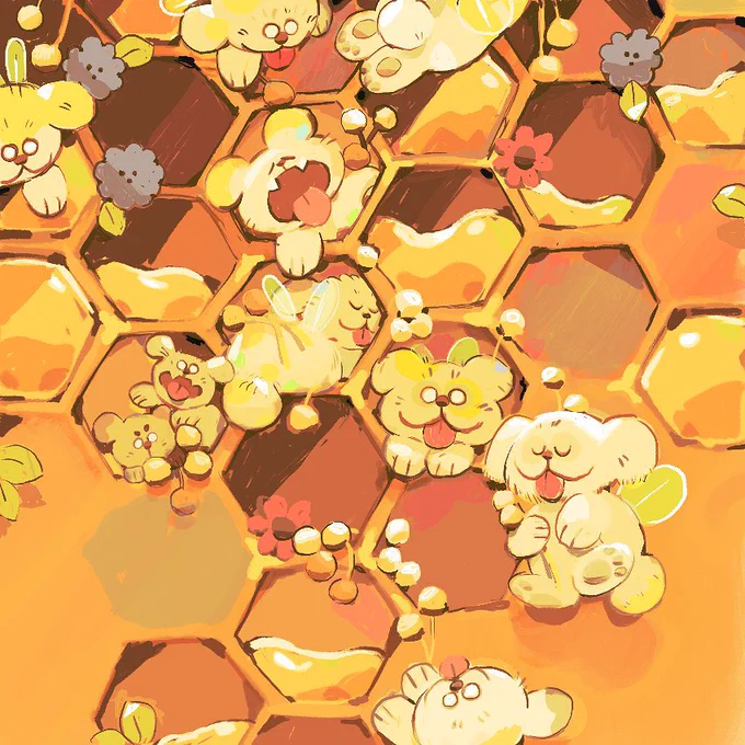 a bunch of puppies hanging out in the pods of their hive