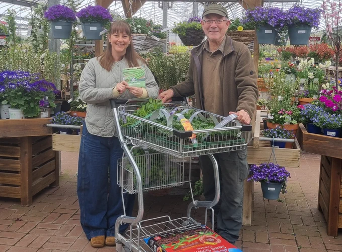 Clive with Emma Taylor, 3T Class teacher, Windmills Junior school.
