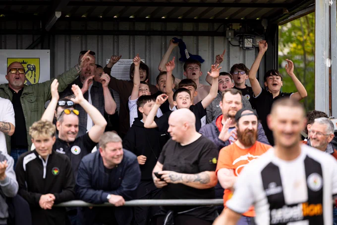 Ammanford celebrate promotion to the JD Cymru Premier. 
