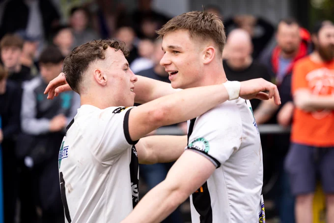 Ammanford celebrate promotion to the JD Cymru Premier. 