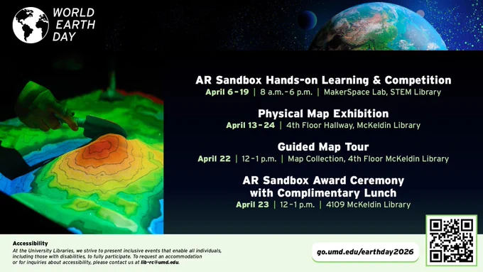 Event information from post repeated with image of the Earth and AR Sandbox.