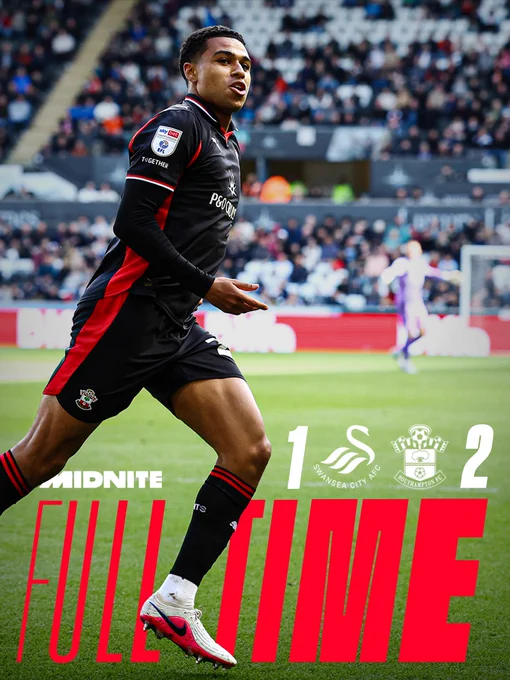 Full time. Swansea 1, Southampton 2.