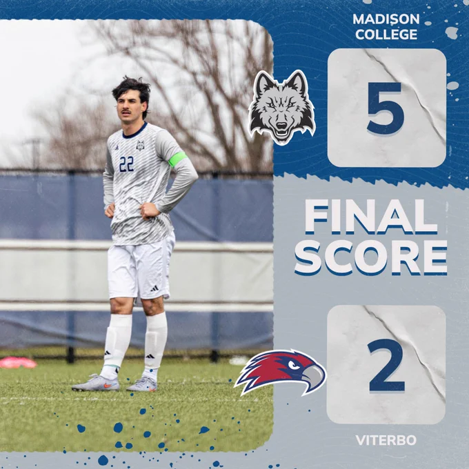 Eventful night at Goodman ends in another WolfPack victory! Goals from Gui Amaral, JJ Espinosa, Josh Kiltz, Hudson Nielsen & Justyn Blair! We finish up our spring campaign at MSOE with two matches on April 26. Up the Pack! 🐺