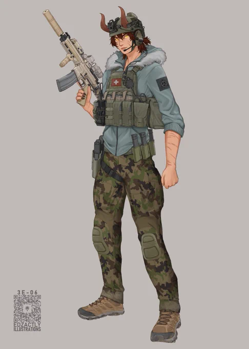 an art commission of a demon girl operator