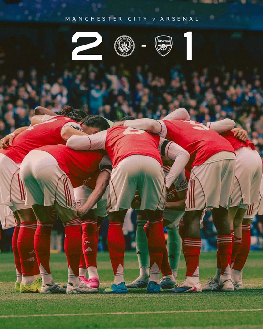 Full-time: Manchester City 2-1 Arsenal.
