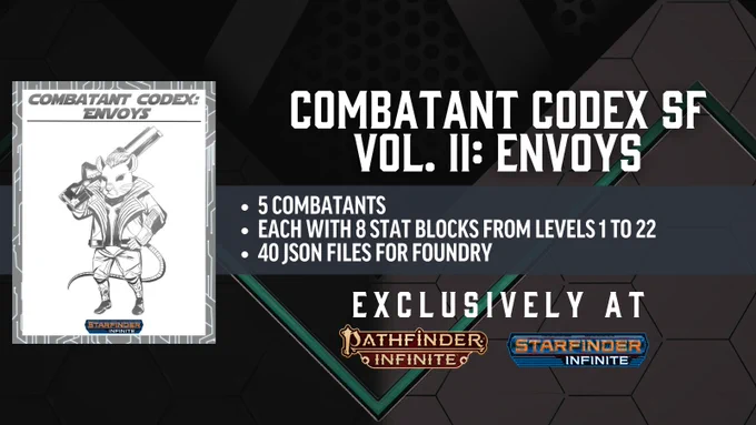 Combatant Codex SF Vol. II: Envoys is available now at PathfinderInfinite.com