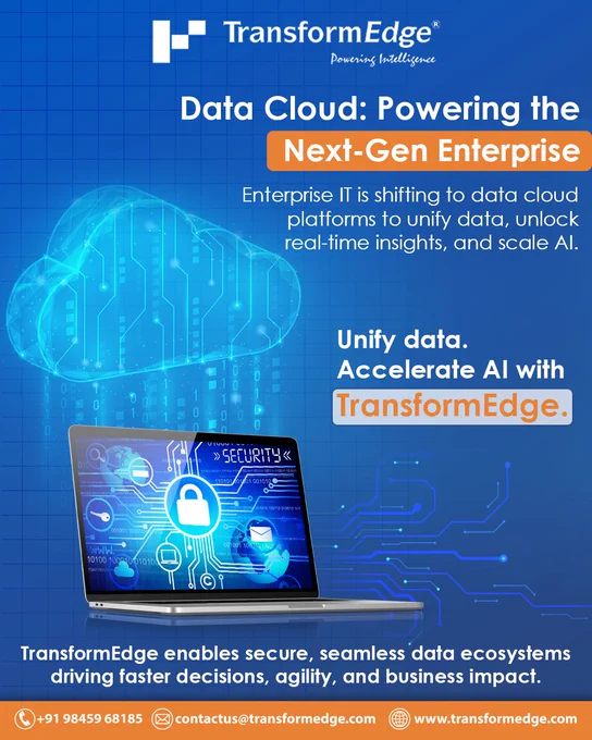 Data Cloud is transforming how enterprises manage and leverage data.

With TransformEdge, unify your data, unlock real-time insights, and accelerate AI-driven innovation—all in a secure and scalable environment.

☁️ Seamless data integration
📊 Real-time analytics & insights
🔐 Secure and scalable infrastructure
🚀 Faster decisions, greater business impact

Empower your enterprise with next-gen data cloud solutions and stay ahead of the curve.

📩 Connect with TransformEdge today!

#transformedge #datacloud #cloudcomputing #ai #datadriven #digitaltransformation #enterpriseit #bigdata #cloudsolutions #techinnovation #dataanalytics #businessgrowth #futureready #securecloud #aipowered
