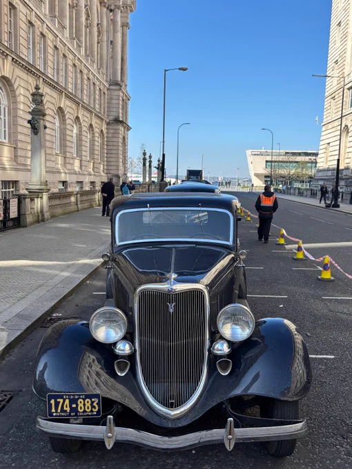 Old fashioned car from upcoming JFK series filmed in Liverpool