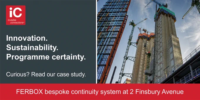 Read our case study for more information about Invisible Connections FERBOX bespoke reinforcement continuity system at 2 Finsbury Avenue, London EC2M. 