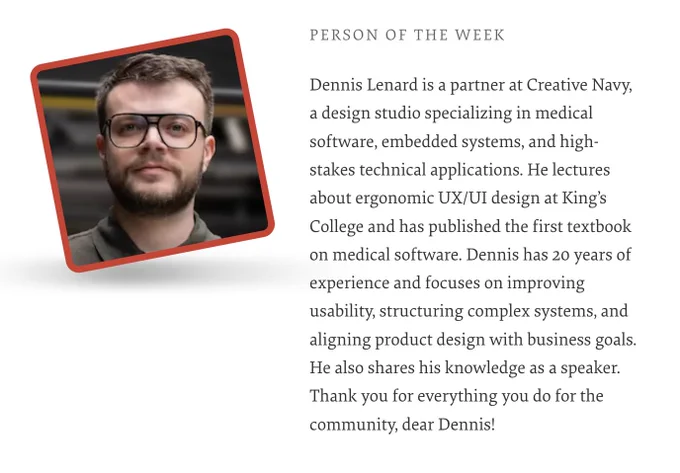 The Person of the Week is Dennis Lenard.