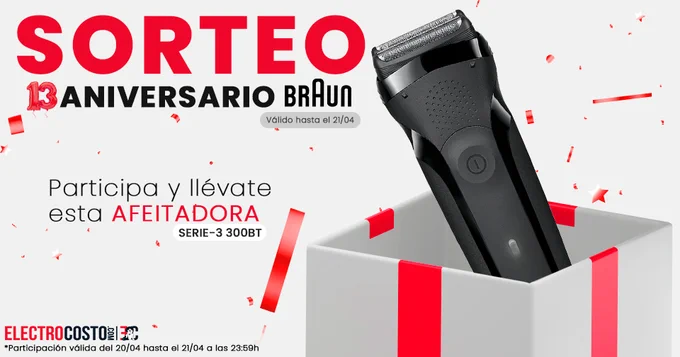 Sorteo 13 Aniversario Electrocosto - Afeitadora Braun 