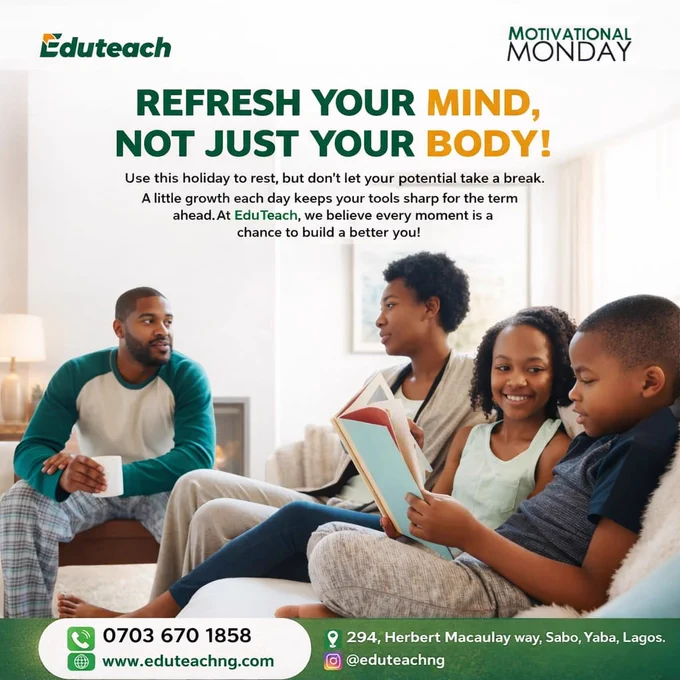 Every lesson your child learns is a tool for the future.

They may not need it today, but one day it will make all the difference.

Build strong foundations early.

🌐 www.eduteachng.com

📞 07036701858

#Eduteach #LearningSupport #StudentSuccess #FutureSkills #EducationNigeria