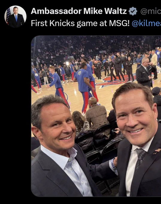 Mike Waltz at Knicks game at MSG: who's paying? Would ask @USUN but the Mission has not answered US-based Press, including on UNSG's Press ban. 